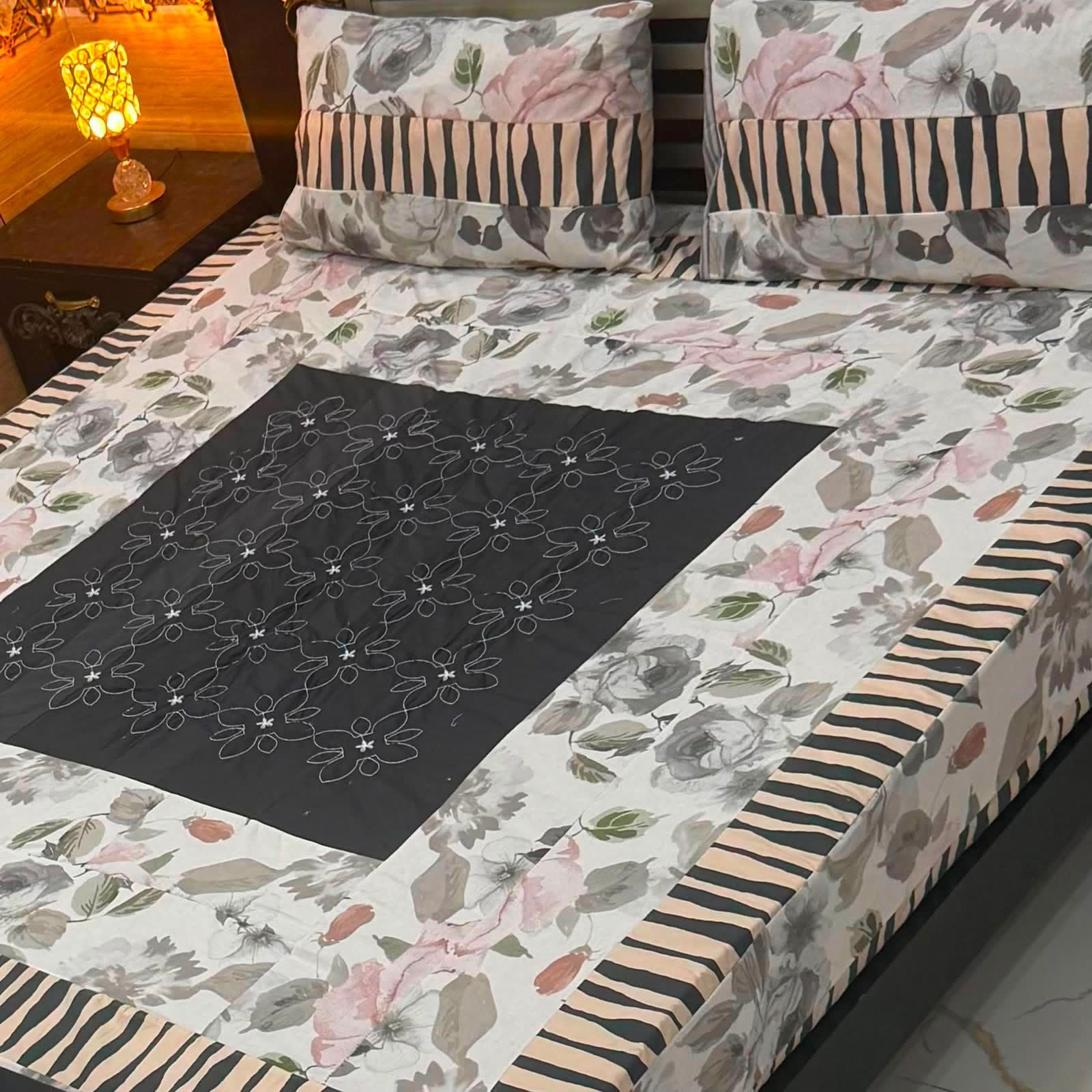 Patch Work Bedsheets Embroidered Or Panel  Stuff : Cotton King Size Export Quality